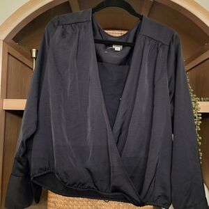 a new day Black Wrap Blouse